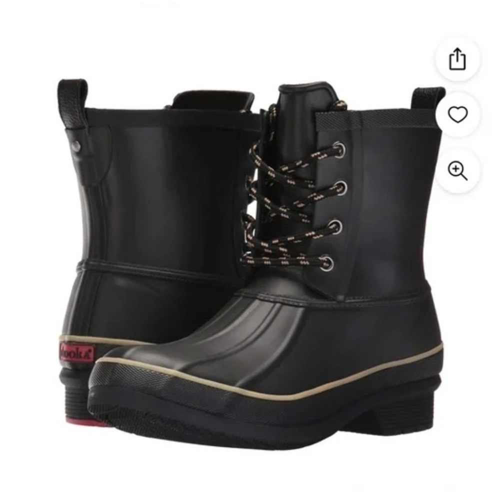 Chooka Women Black Classic Rain Duck Boots Waterproof Lace Up Ankle - US 8